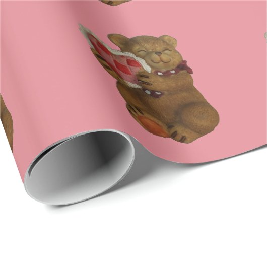 Teddybär gibt ein Herz Geschenkpapier (Rolleneckpunkt)