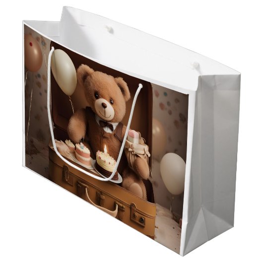 Teddybär Große Geschenktüte (Vorderseite Schrägansicht)