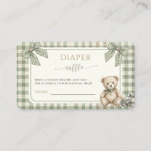 Teddybär Grün Gingham Babyparty Windel-Raffle