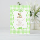 Teddybär Grün Gingham Niedlich Danke (Stehend Vorderseite)
