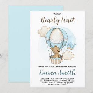 Teddybär Heißluftballon Babyshower Einladung