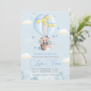 Teddybär Heißluftballon Bär Baby Shower Junge Einladung