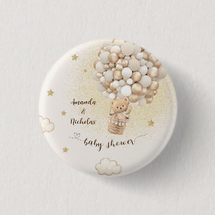 Teddybär Heißluftballon Gold Beige Button