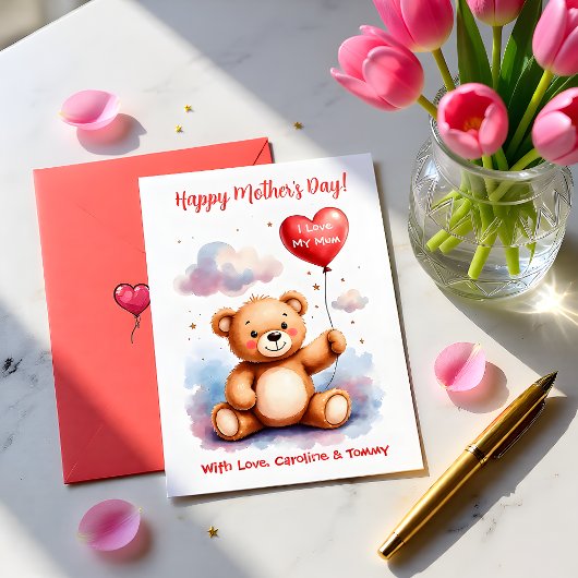 Teddybär Herz Muttertag Feiertagskarte