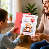 Teddybär Herz Muttertag Feiertagskarte