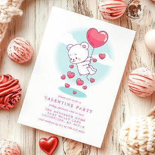 Teddybär Herzballons Valentinsfeier Einladung