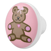 Teddybär, hübsch-braun-pinkfarben keramikknauf (Rechts)