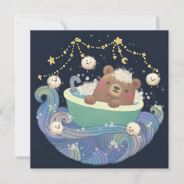 Teddybär im Badewannenboot mit flauschigen Monster Feiertagskarte