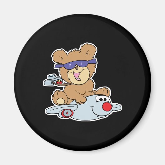 Teddybär im Flugzeug Magnet (Vorne)