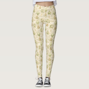 Teddybär im Heißluftballon mit Wolkenmuster im Vin Leggings