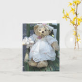 Teddybär im Kleid mit Puppen-Hundestuhl Notecards Karte (Gelbe Blume)