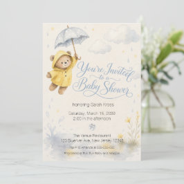 Teddybär im Regen Baby Shower Einladung