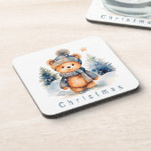 Teddybär im Wald, personalisiert Getränkeuntersetzer (Linke Seite)