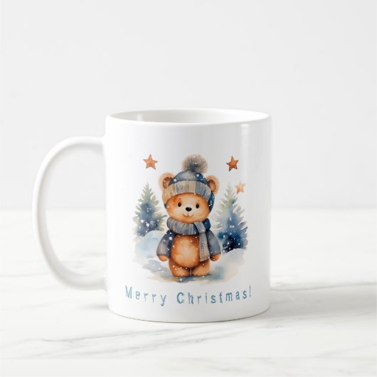 Teddybär im Wald, personalisiert Kaffeetasse (Links)