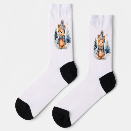 Teddybär im Wald Socken (Linkes Detail)