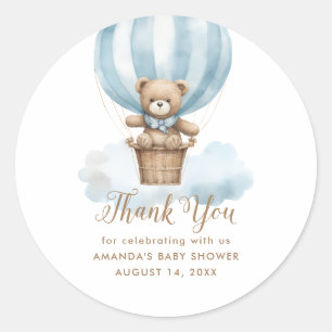 Teddybär in Blau Mond Baby-Shower-Geschenk Runder Aufkleber