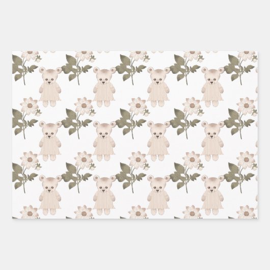 Teddybär in einem Kleid Geschenkpapier Set (Vorderseite 2)