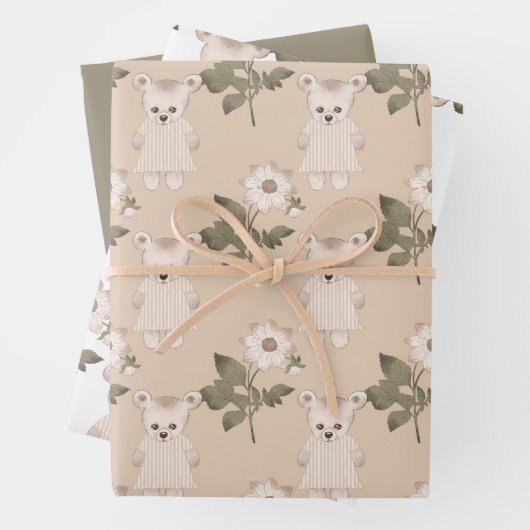 Teddybär in einem Kleid Geschenkpapier Set (Beispiel)