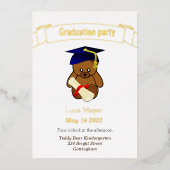 Teddybär in Graduierungskappe Foil Invitation Folieneinladung (Vorderseite)