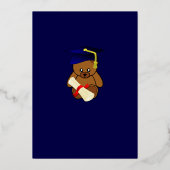Teddybär in Graduierungskappe Foil Invitation Folieneinladung (Rückseite)