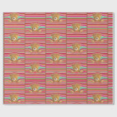 Teddybär in Streifen Geschenkpapier (Flach)