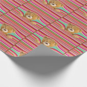 Teddybär in Streifen Geschenkpapier (Ecke)