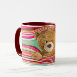 Teddybär in Streifen Tasse