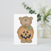 Teddybär Jack O'Lantern Postkarte (Stehend Vorderseite)