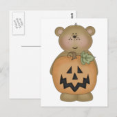 Teddybär Jack O'Lantern Postkarte (Vorne/Hinten)