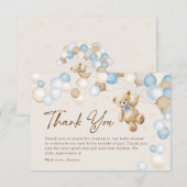 Teddybär-Junge-Baby-Party Dankeskarte (Vorne/Hinten)