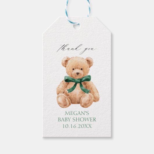 Teddybär-Junge-Baby-Party Geschenkanhänger (Vorderseite)