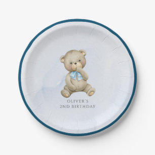 Teddybär Junge Geburtstag jedes Alters Pappteller