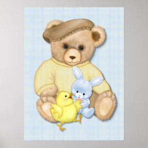 Teddybär-Jungen-Kinderzimmer-Spaß Poster