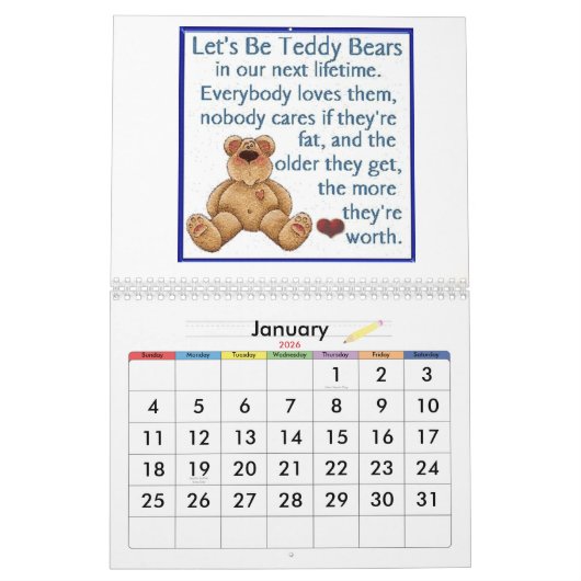 Teddybär-Kalender Kalender (Jan 2026)
