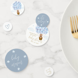 Teddybär Kaum warten Blaubärchen Babyparty Konfetti