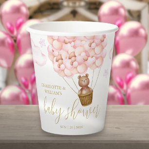 Teddybär Kaum warten rosa Mädchen Baby-Party Pappbecher