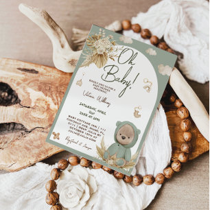 Teddybär & Kinderzimmerspielzeug Boho-Baby-Party Einladung