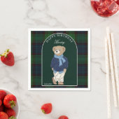 Teddybär klassisch kariert Geburtstagsfeier indivi Serviette (Beispiel)