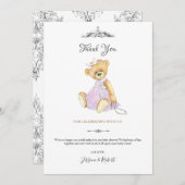 Teddybär kleine Dame Danke, Card Einladung (Vorne/Hinten)