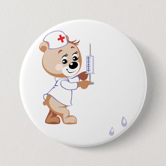Teddybär-Krankenschwester-Button Button (Vorderseite)