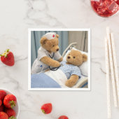 Teddybär-Krankenschwester mit Stethoskop Serviette (Beispiel)