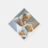 Teddybär-Krankenschwester mit Stethoskop Serviette (Ecke)