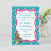 Teddybär-Kuchen-Geburtstags-Einladung Einladung (Stehend Vorderseite)