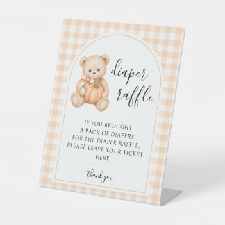 Teddybär Kürbis Windel-Raffle Baby Shower Schild