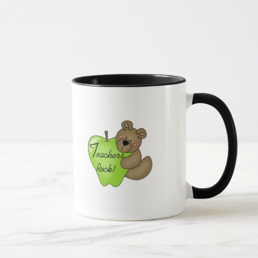 Teddybär-Lehrer-Felsen-T-Shirts und Geschenke Tasse (Rechts)