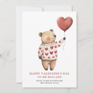 Teddybär-Lehrer Frohen Valentinstag Feiertagskarte