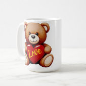 Teddybär "Liebe" Valentins Keramikbecher Kaffeetasse (Vorderseite Links)