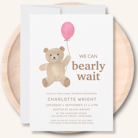 Teddybär-Mädchen-Baby-Party Einladung