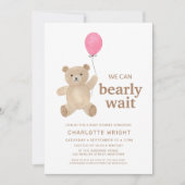 Teddybär-Mädchen-Baby-Party Einladung (Vorderseite)