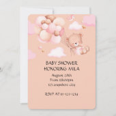 TEDDYBÄR-MÄDCHEN-BABY-SHOWER-EINLADUNG (Vorderseite)